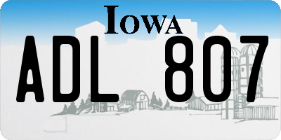 IA license plate ADL807