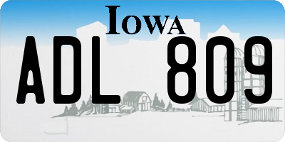 IA license plate ADL809