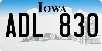 IA license plate ADL830
