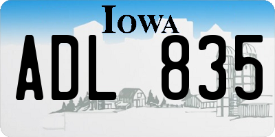 IA license plate ADL835
