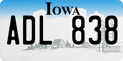 IA license plate ADL838