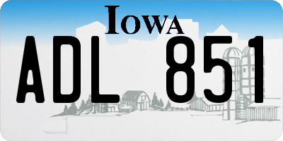 IA license plate ADL851