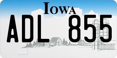 IA license plate ADL855