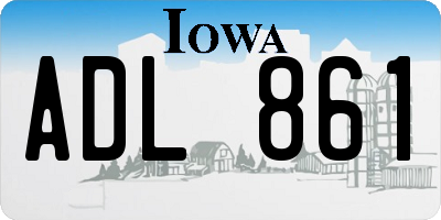 IA license plate ADL861