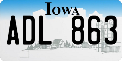 IA license plate ADL863