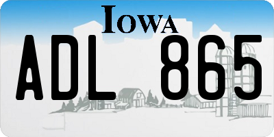 IA license plate ADL865