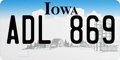 IA license plate ADL869