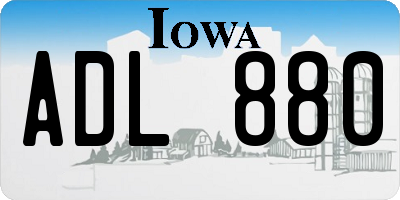 IA license plate ADL880