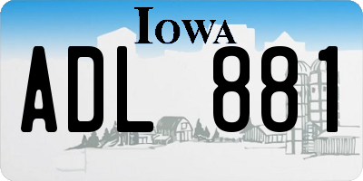 IA license plate ADL881