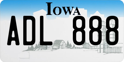 IA license plate ADL888