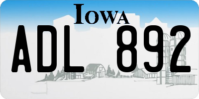 IA license plate ADL892