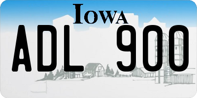 IA license plate ADL900