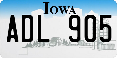 IA license plate ADL905