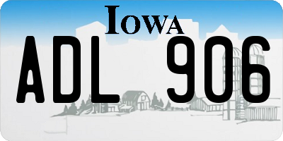 IA license plate ADL906