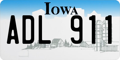 IA license plate ADL911