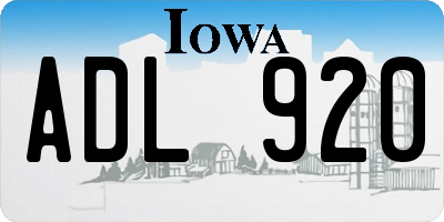 IA license plate ADL920