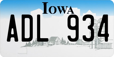 IA license plate ADL934