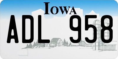 IA license plate ADL958