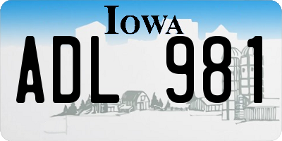 IA license plate ADL981