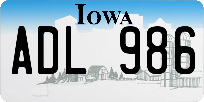 IA license plate ADL986