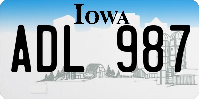 IA license plate ADL987