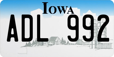 IA license plate ADL992