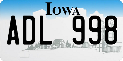 IA license plate ADL998