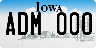 IA license plate ADM000