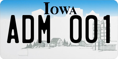 IA license plate ADM001
