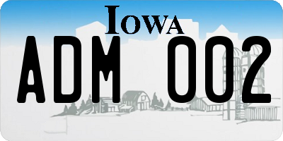 IA license plate ADM002