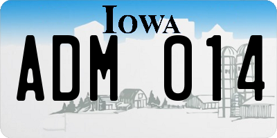 IA license plate ADM014