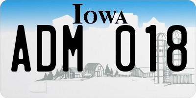 IA license plate ADM018