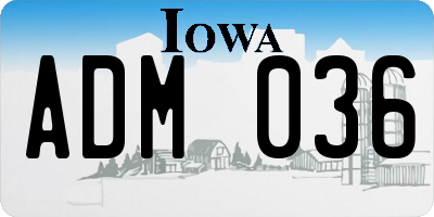 IA license plate ADM036