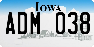 IA license plate ADM038