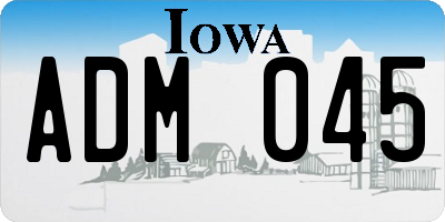 IA license plate ADM045