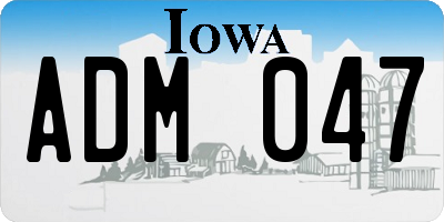 IA license plate ADM047