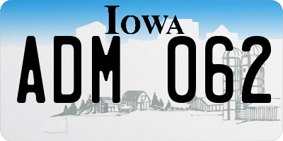 IA license plate ADM062