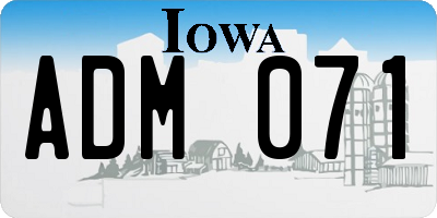 IA license plate ADM071
