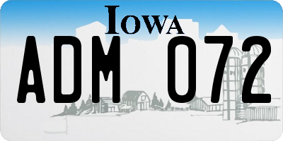IA license plate ADM072