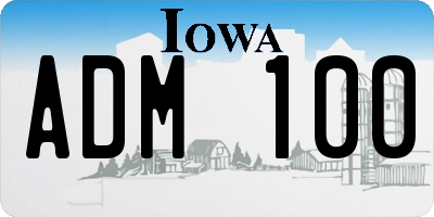 IA license plate ADM100