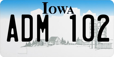 IA license plate ADM102