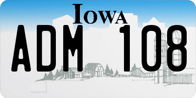 IA license plate ADM108