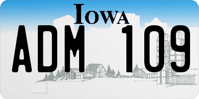 IA license plate ADM109