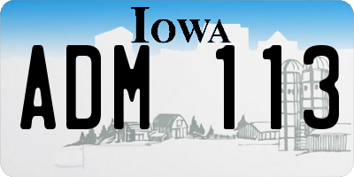 IA license plate ADM113