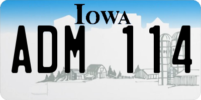 IA license plate ADM114