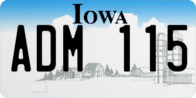 IA license plate ADM115