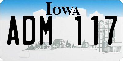 IA license plate ADM117