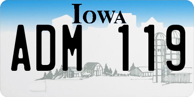 IA license plate ADM119