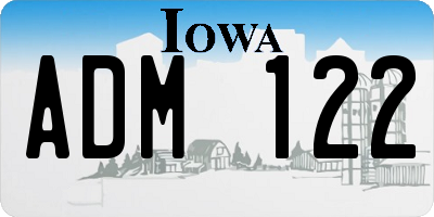 IA license plate ADM122