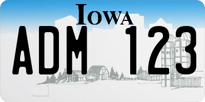 IA license plate ADM123